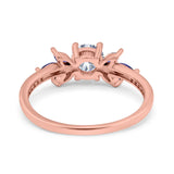 Art Deco Round Natural Stone Floral Ring