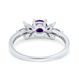 Art Deco Round Natural Stone Floral Ring