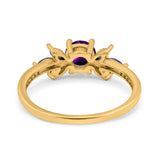 Art Deco Round Natural Stone Floral Ring