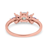 Art Deco Round Natural Stone Floral Ring