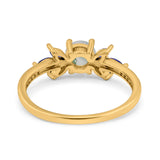 Art Deco Round Natural Stone Floral Ring