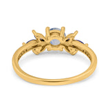 Art Deco Round Natural Stone Floral Ring