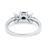 Art Deco Round Natural Stone Floral Ring