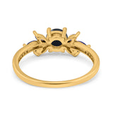 Art Deco Round Natural Stone Floral Ring