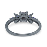 Art Deco Round Natural Stone Floral Ring