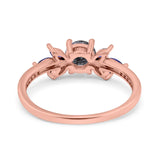Art Deco Round Natural Stone Floral Ring