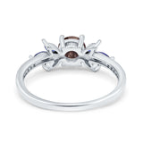 Art Deco Round Natural Stone Floral Ring