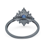 Floral Oval Natural Stone Wedding Ring