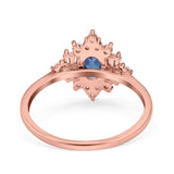 Floral Oval Natural Stone Wedding Ring