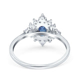 Floral Oval Natural Stone Wedding Ring