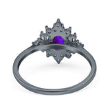 Floral Oval Natural Stone Wedding Ring
