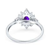 Floral Oval Natural Stone Wedding Ring