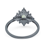 Floral Oval Natural Stone Wedding Ring