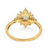 Floral Oval Natural Stone Wedding Ring