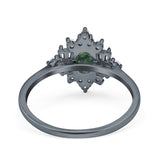 Floral Oval Natural Stone Wedding Ring