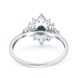 Floral Oval Natural Stone Wedding Ring