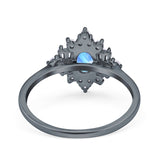 Floral Oval Natural Stone Wedding Ring
