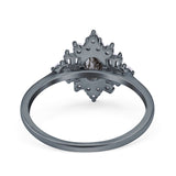 Floral Oval Natural Stone Wedding Ring