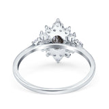 Floral Oval Natural Stone Wedding Ring