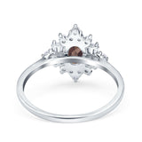 Floral Oval Natural Stone Wedding Ring