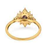 Floral Oval Natural Stone Wedding Ring