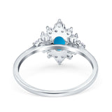 Floral Oval Natural Stone Wedding Ring