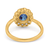 Art Deco Oval Natural Stone Flower Ring