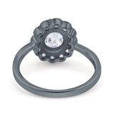 Art Deco Oval Natural Stone Flower Ring