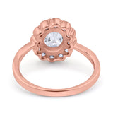 Art Deco Oval Natural Stone Flower Ring
