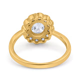 Art Deco Oval Natural Stone Flower Ring
