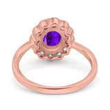 Art Deco Oval Natural Stone Flower Ring