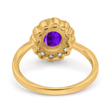 Art Deco Oval Natural Stone Flower Ring