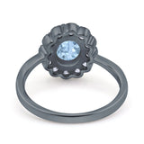 Art Deco Oval Natural Stone Flower Ring