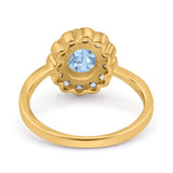Art Deco Oval Natural Stone Flower Ring