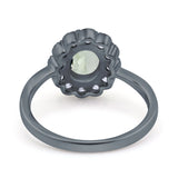 Art Deco Oval Natural Stone Flower Ring