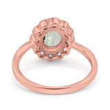 Art Deco Oval Natural Stone Flower Ring