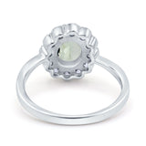 Art Deco Oval Natural Stone Flower Ring