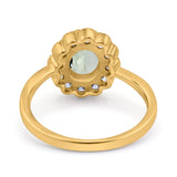 Art Deco Oval Natural Stone Flower Ring