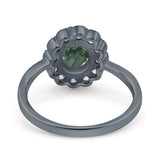 Art Deco Oval Natural Stone Flower Ring