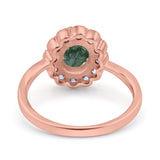 Art Deco Oval Natural Stone Flower Ring