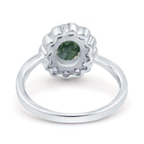 Art Deco Oval Natural Stone Flower Ring
