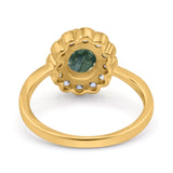 Art Deco Oval Natural Stone Flower Ring