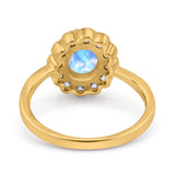 Art Deco Oval Natural Stone Flower Ring