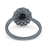 Art Deco Oval Natural Stone Flower Ring