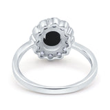 Art Deco Oval Natural Stone Flower Ring