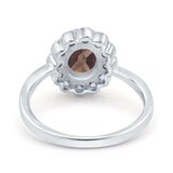 Art Deco Oval Natural Stone Flower Ring