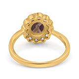 Art Deco Oval Natural Stone Flower Ring