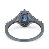 Art Deco Oval Natural Stone Halo Ring