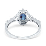 Art Deco Oval Natural Stone Halo Ring