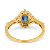 Art Deco Oval Natural Stone Halo Ring